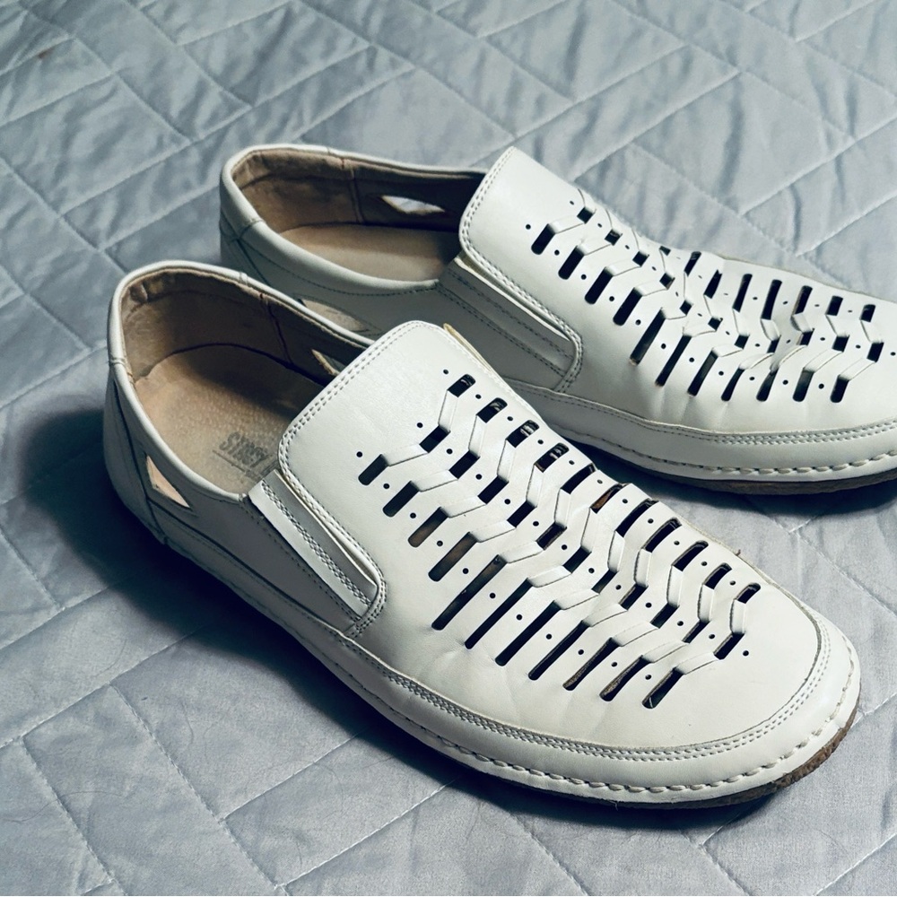 Stacy Adams Men's White Leather Loafers